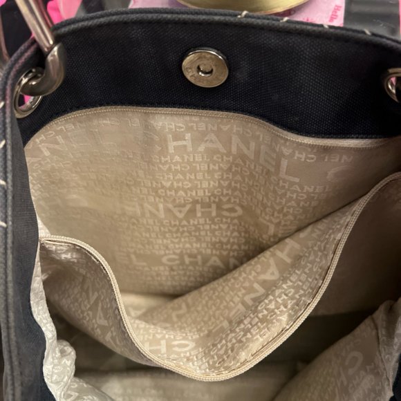 Chanel No. 5 Cruise Line Heavy Blue-Grey Canvas Super Good Condition - Picture 5 of 11